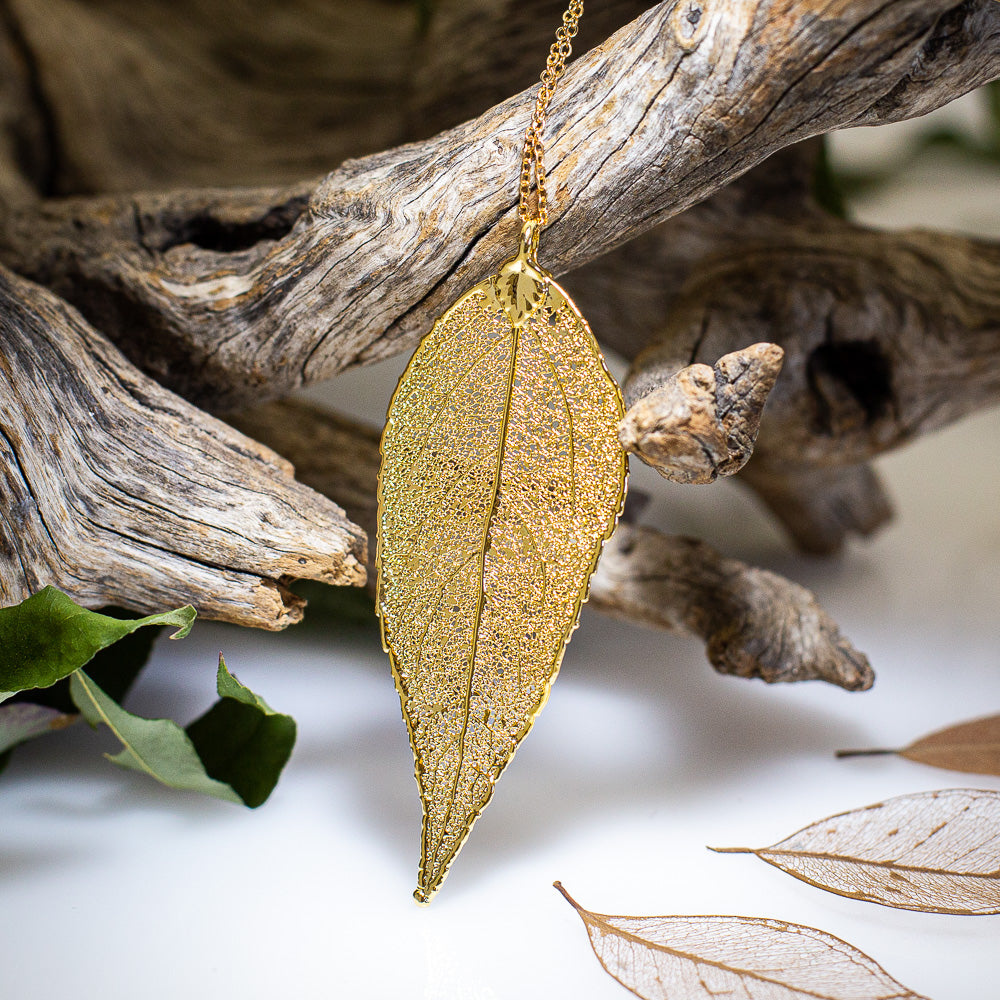 Eucalyptus Leaf Gold Pendant