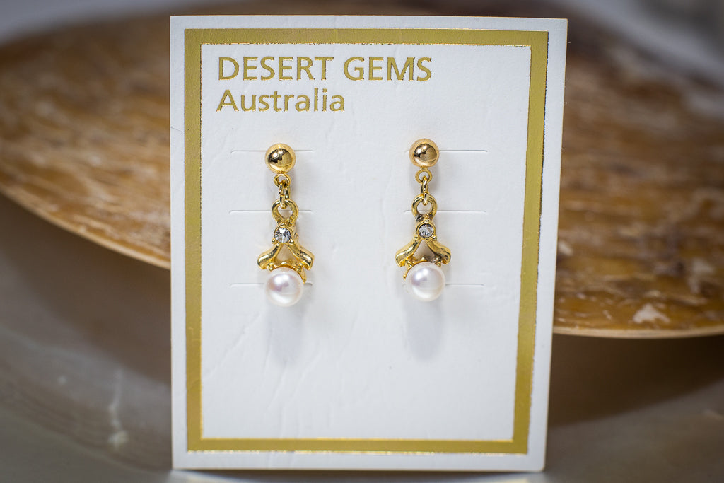 Pearl Drop Twinkling Gold Earrings
