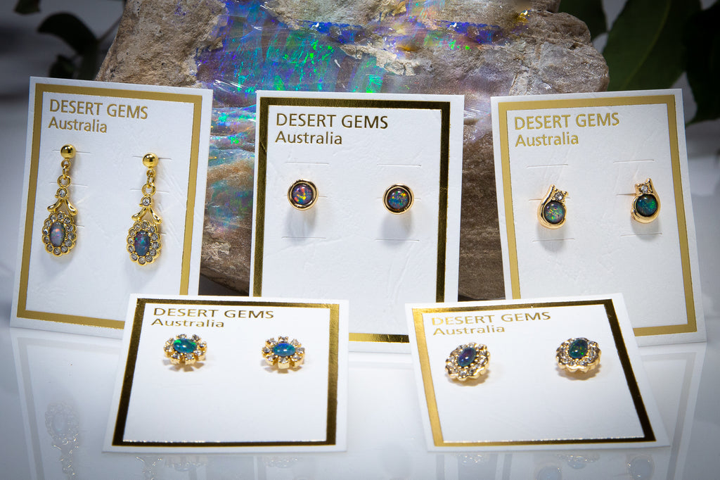 Opal Jewellery - Gold Earrings