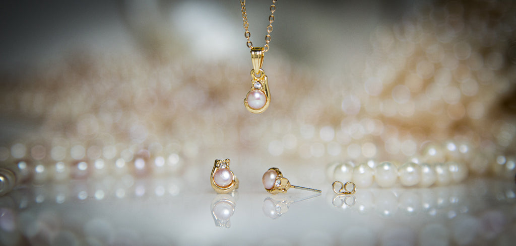 Pearl Jewellery - Gold Pendant + Pearl Earring SETS