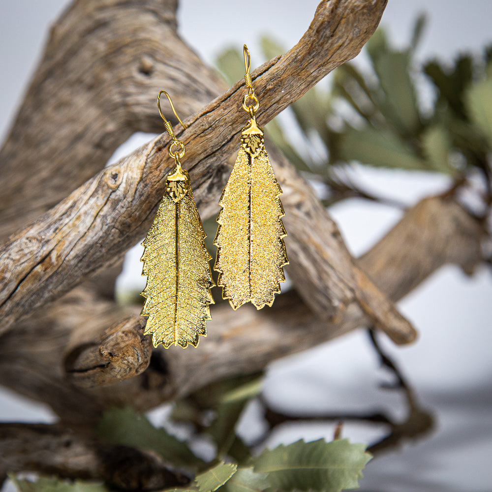 Banksia Leaf Gold Earrings