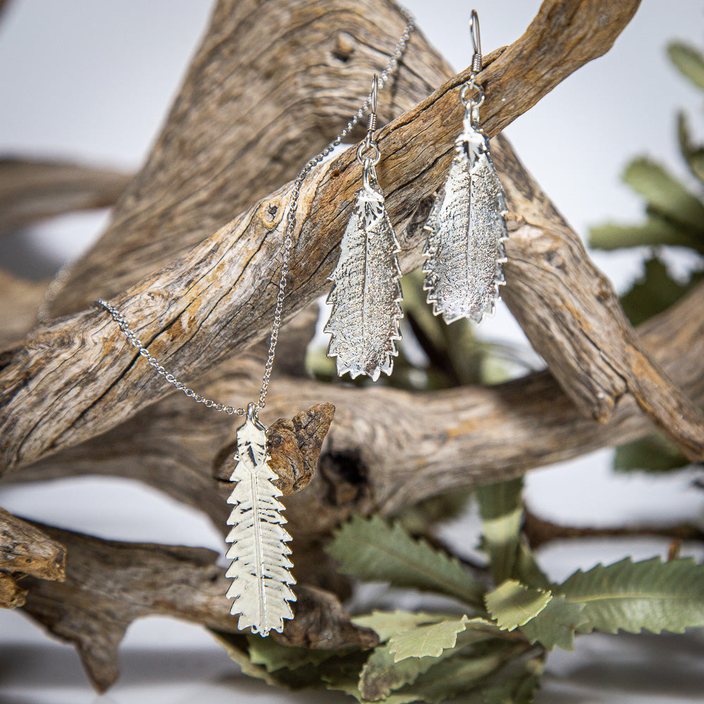 Banksia Leaf Silver Earrings