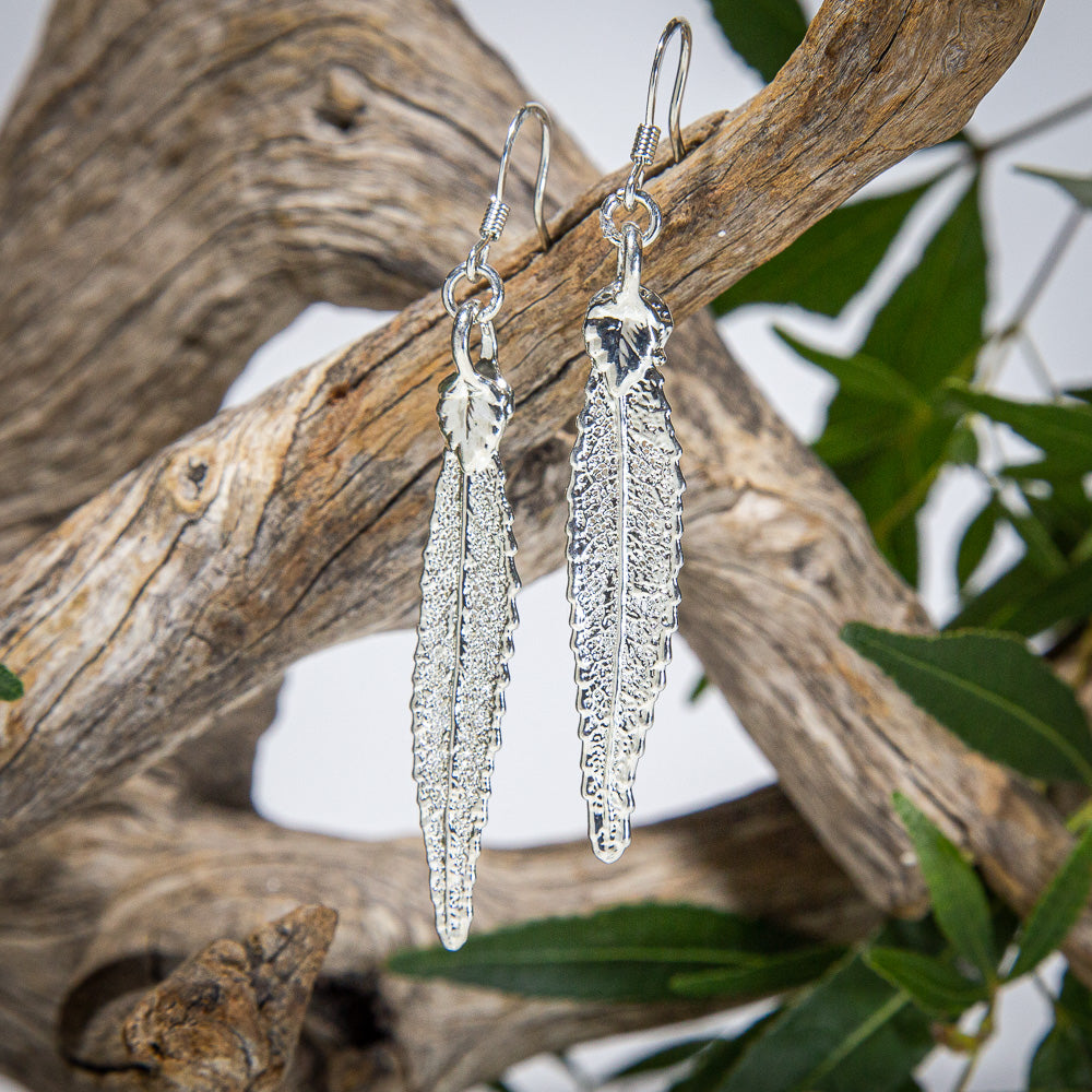 Christmas Bush of NSW Leaf Silver Pendant & Earrings Set