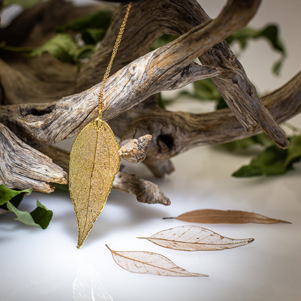 Eucalyptus Leaf Gold Pendant