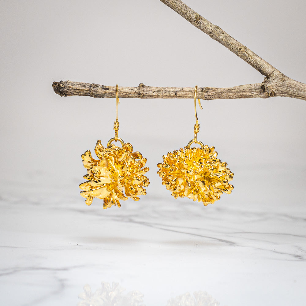 Real Parsley Leaf - Gold Earrings