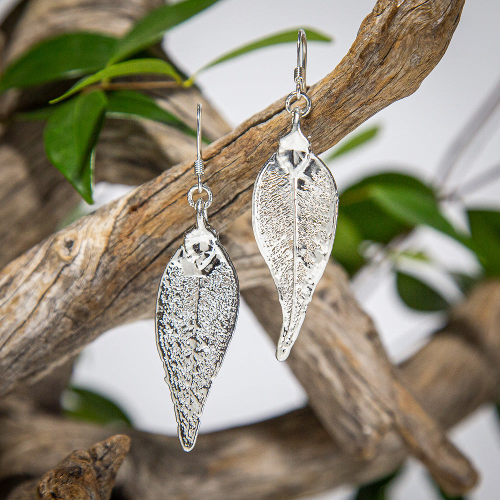 Lilly Pilly Leaf Silver Pendant & Earrings Set