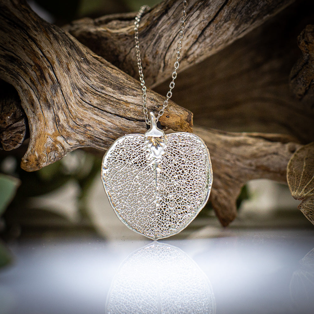 Eucalyptus Apple Gum Leaf Silver Pendant & Earrings Set