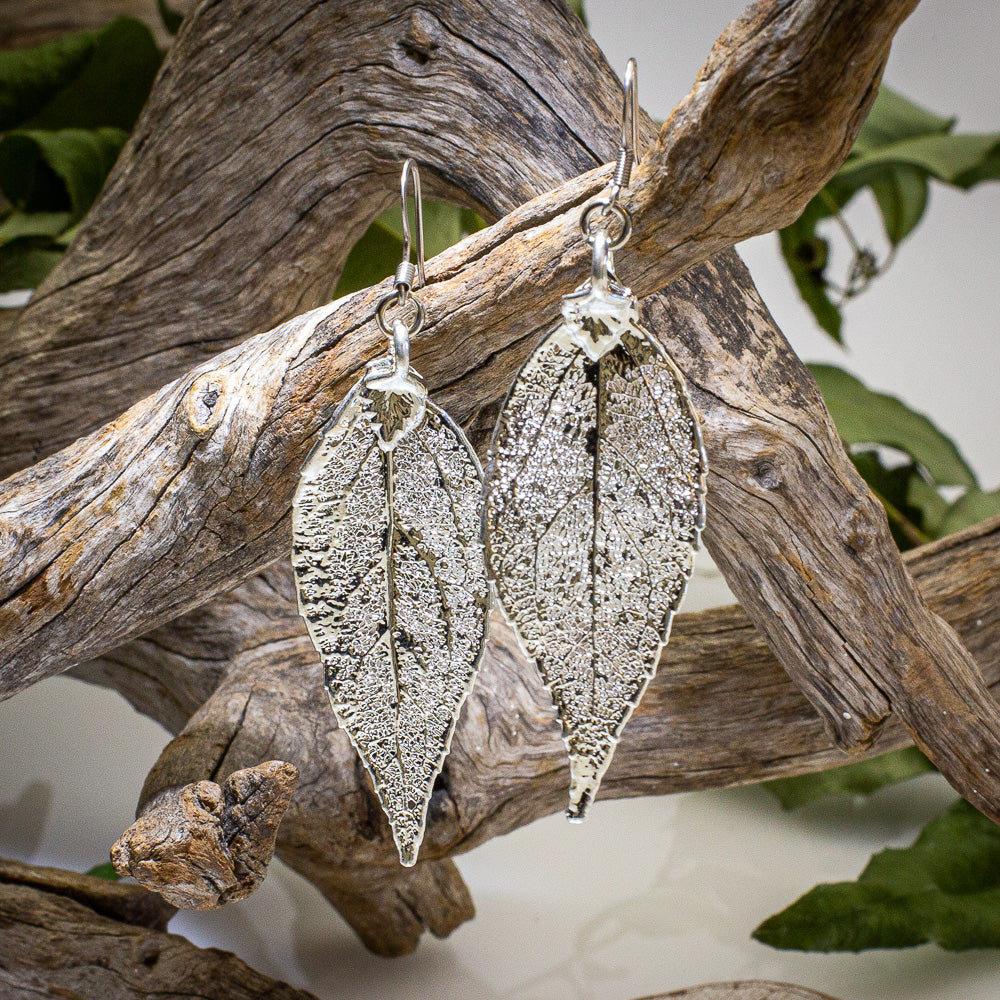 Eucalyptus Leaf Silver Earrings