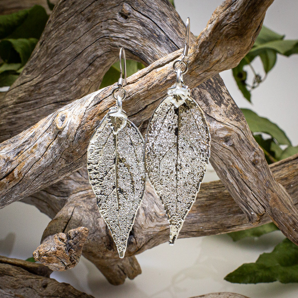 Eucalyptus Leaf Silver Pendant & Earrings Set