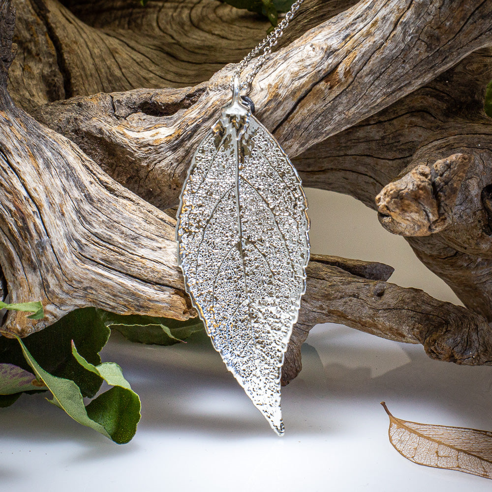 Eucalyptus Leaf Silver Pendant & Earrings Set