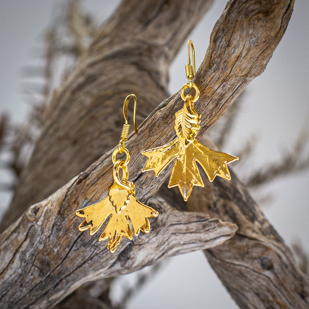 Grevillea Glabrata Leaf Gold Pendant & Earrings Set