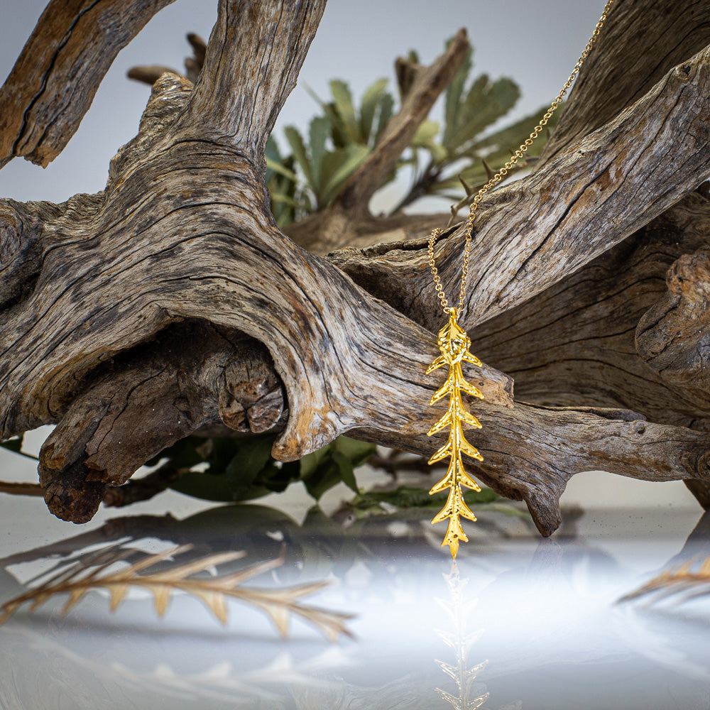 Grevillea Ivanhoe Leaf Gold Pendant