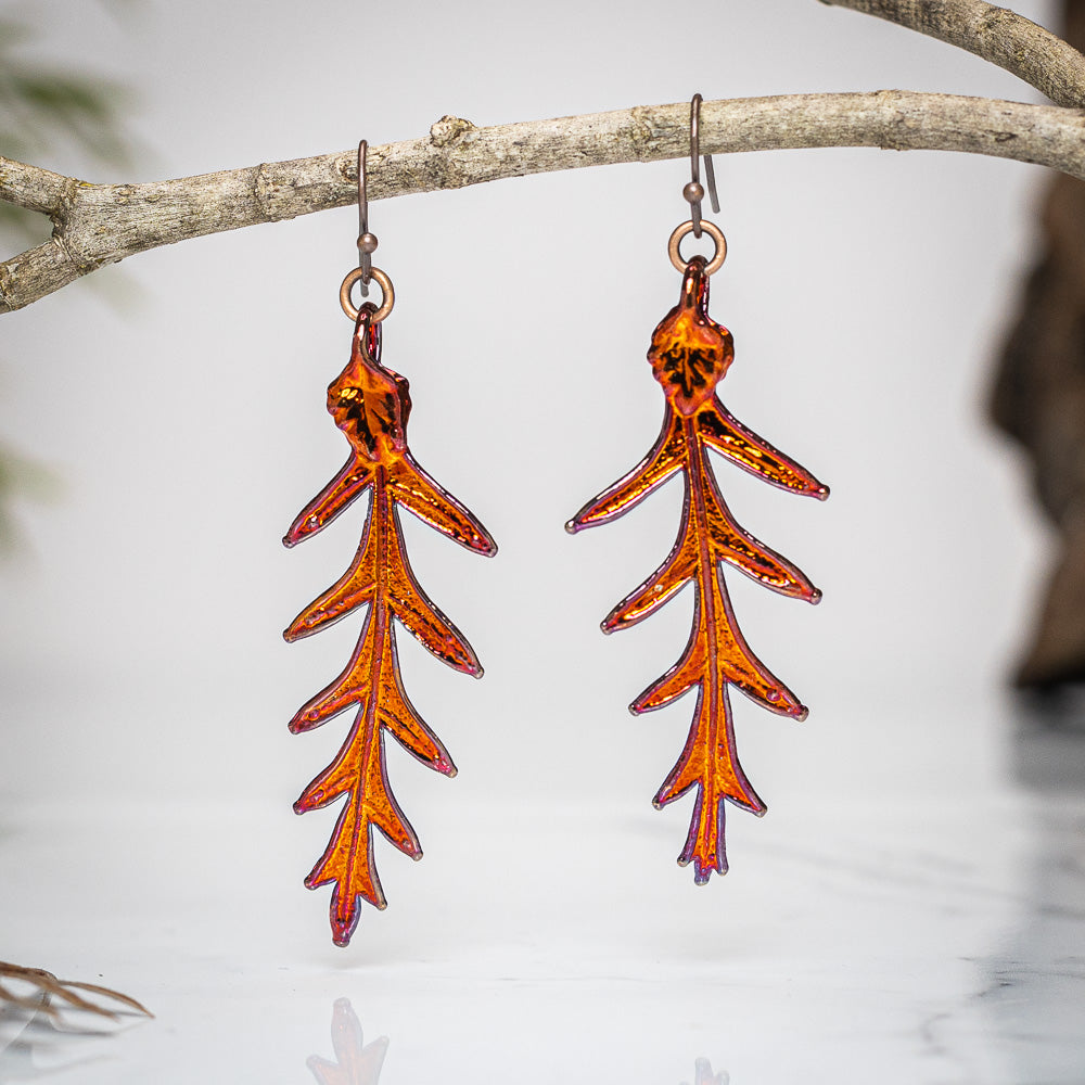 Grevillea Leaf - Copper Pendant & Earrings Set