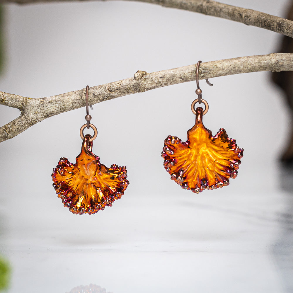 Real Kale Leaf - Copper Earrings