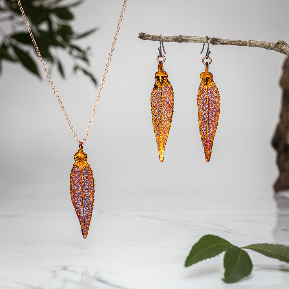 Christmas Bush Leaf - Copper Earrings