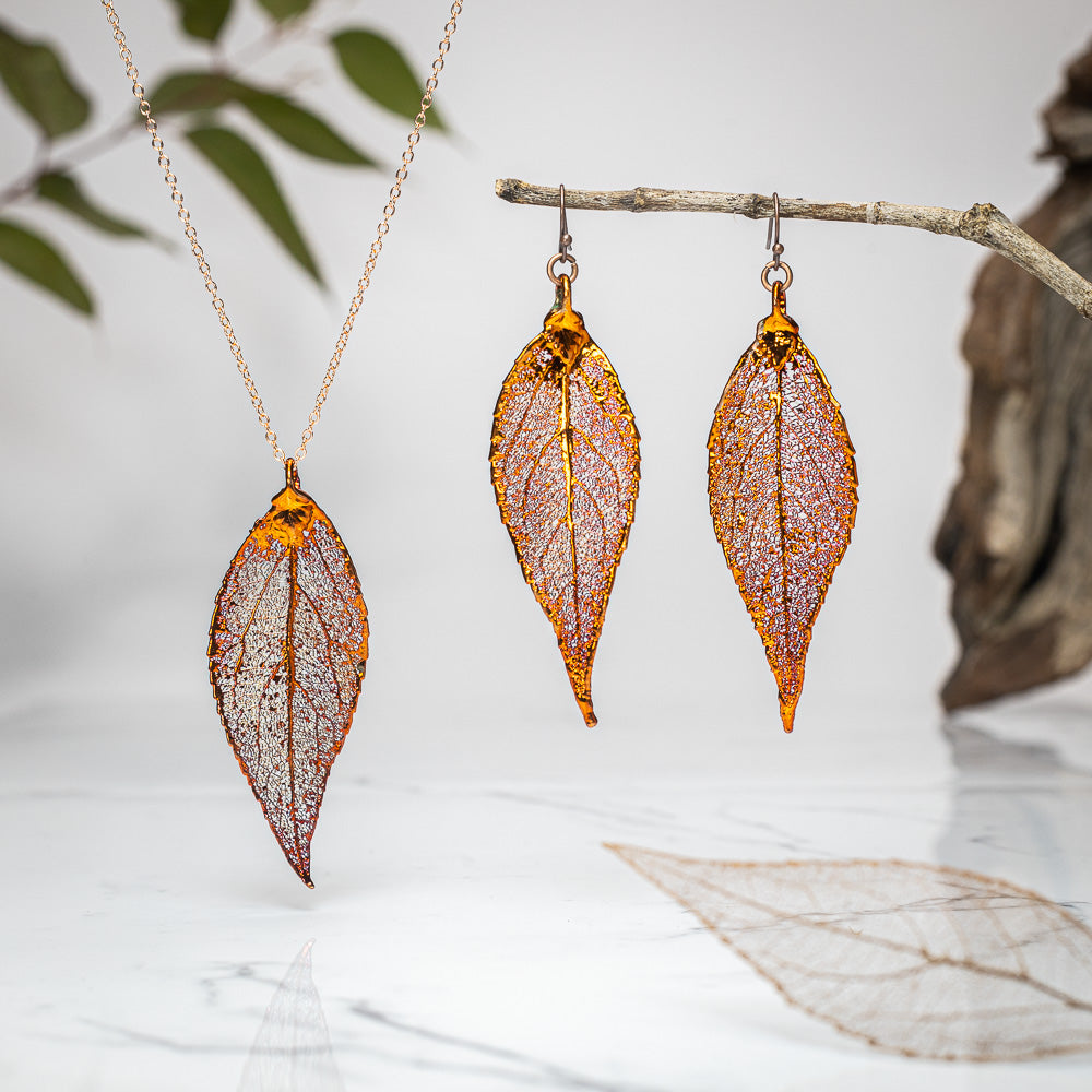 Eucalyptus Leaf - Copper Pendant & Earrings Set