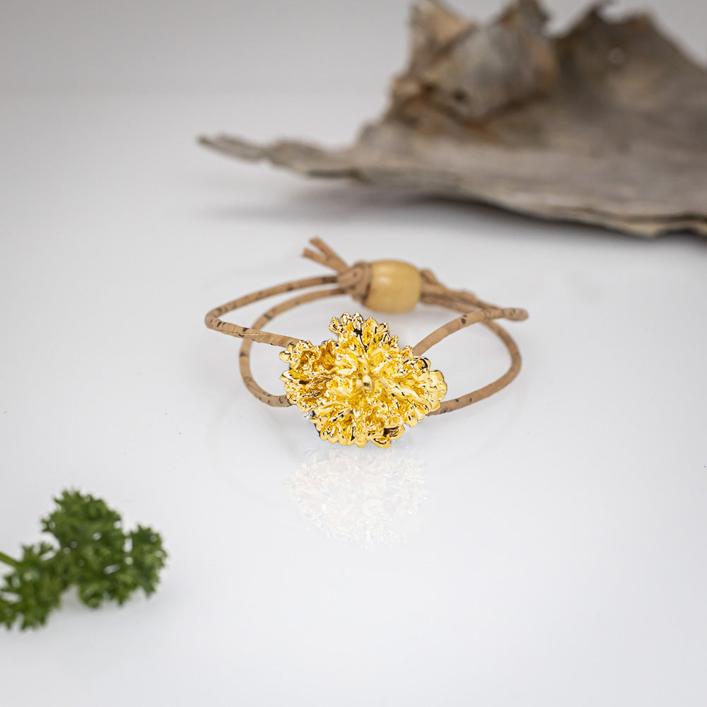 Real Parsley Leaf - Cork Bracelet in Gold