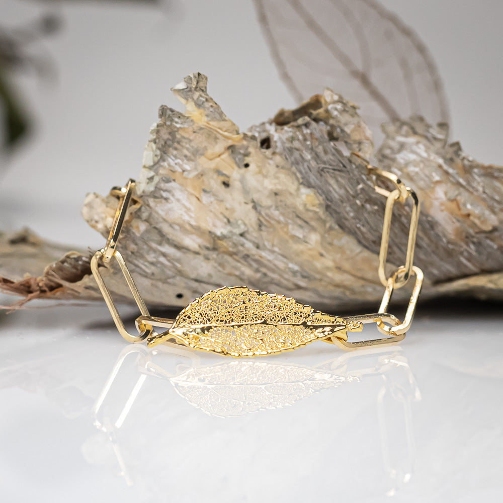 Real Eucalyptus Leaf - Gold Bracelet