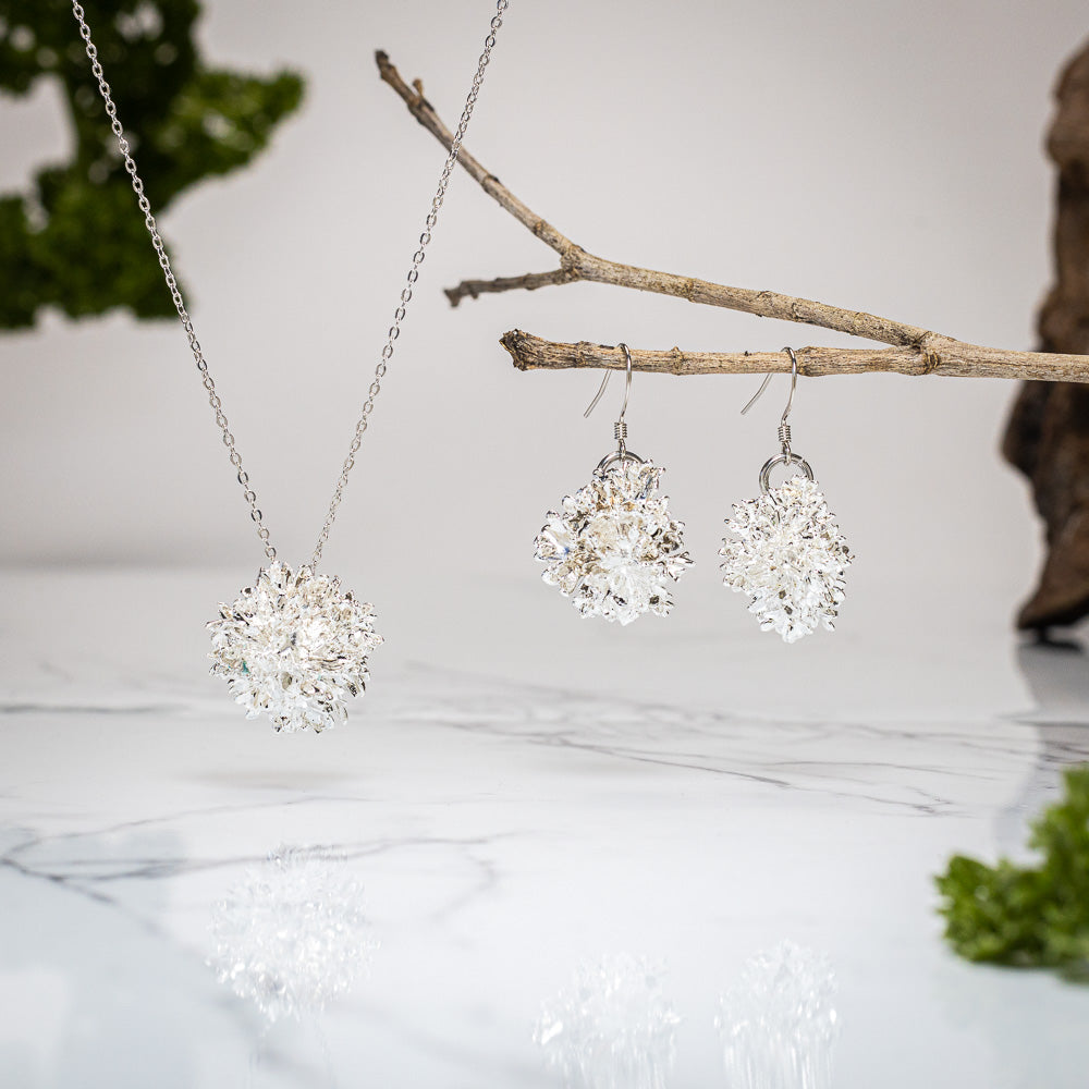 Real Parsley Leaf - Silver Pendant & Earrings Set