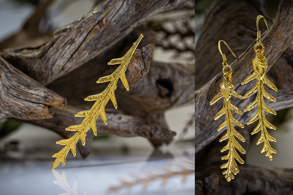 Grevillea Leaf Gold Brooch & Earrings Set
