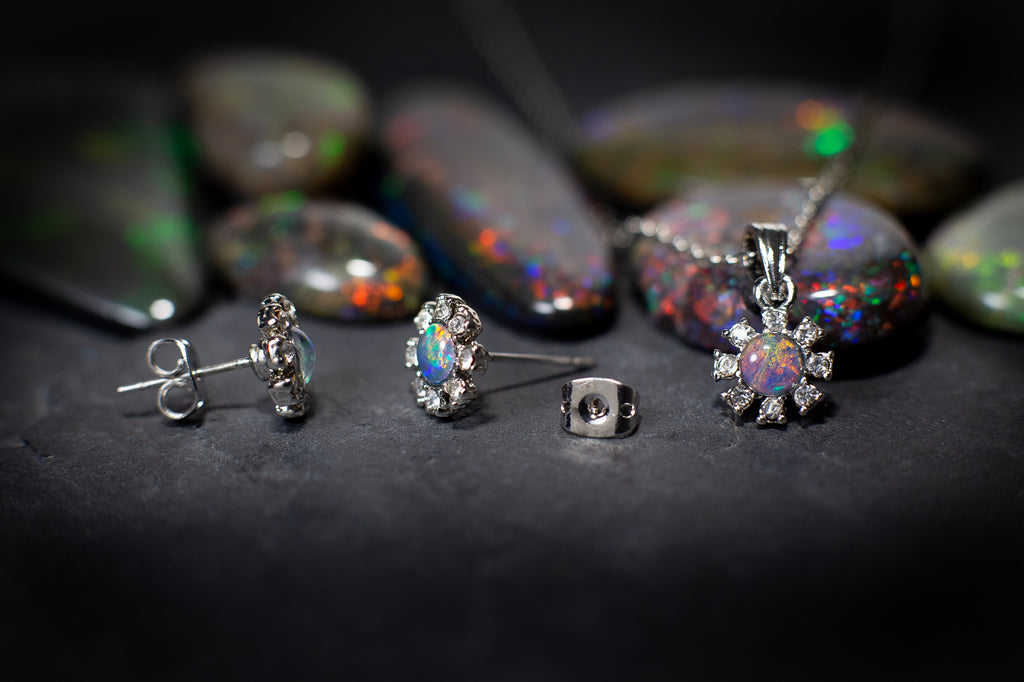 Opal & Zirconia Gold Earrings