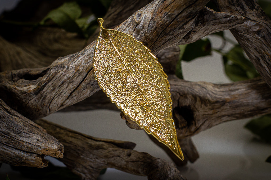 Eucalyptus Leaf Gold Brooch & Earrings Set