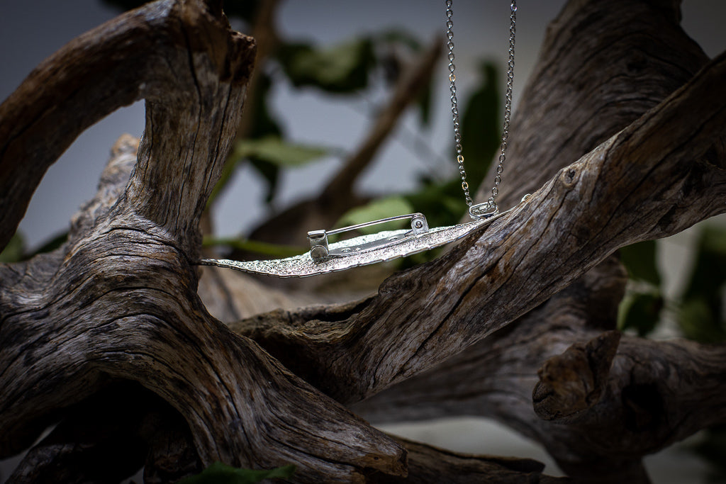 Eucalyptus Leaf Silver Brooch & Earrings Set