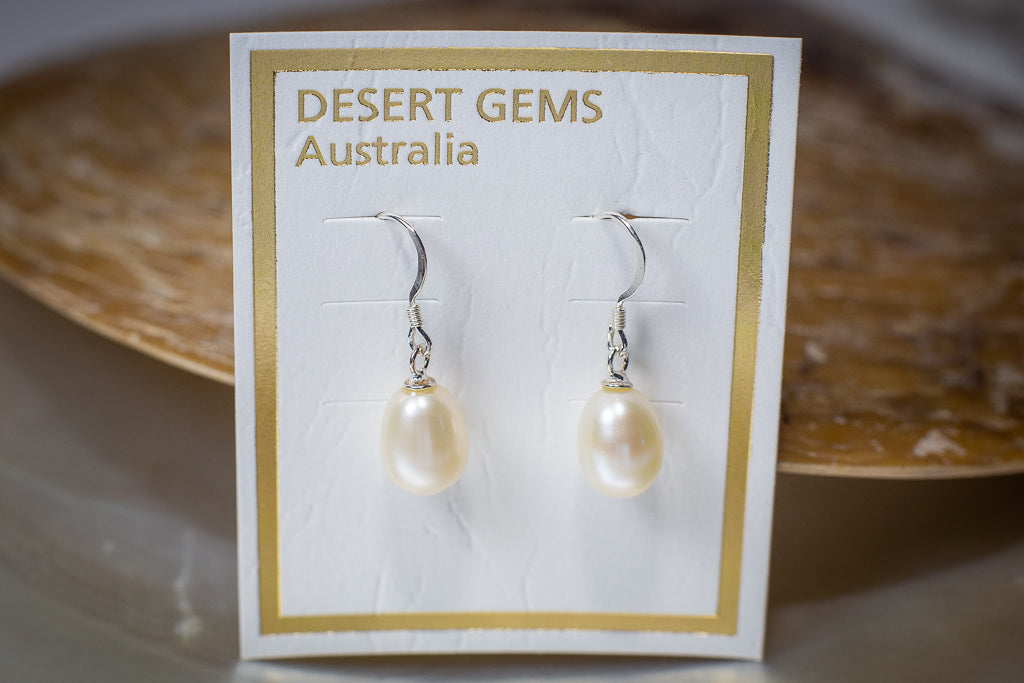 Tear-Drop Pearl Hanging Silver Earrings