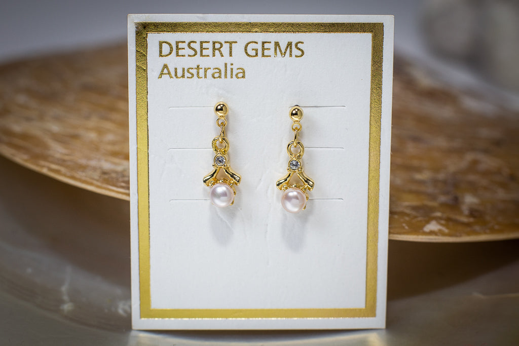 Pearl Drop Twinkling Gold Earrings