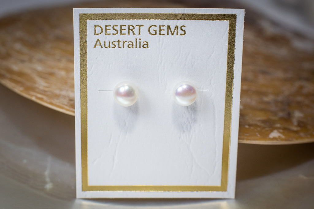 Small Round Pearl Classic Stud Silver Earrings