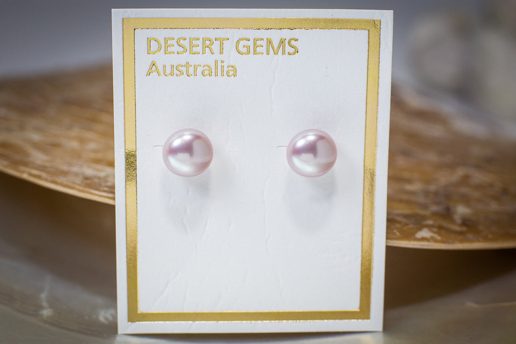 Large Round Pearl Classic Stud Silver Earrings